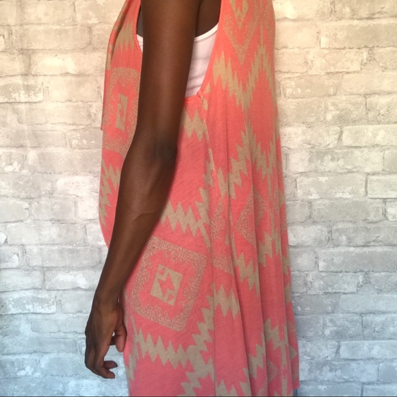 Tribal print high low sleeveless cardigan - Picture 4 of 8